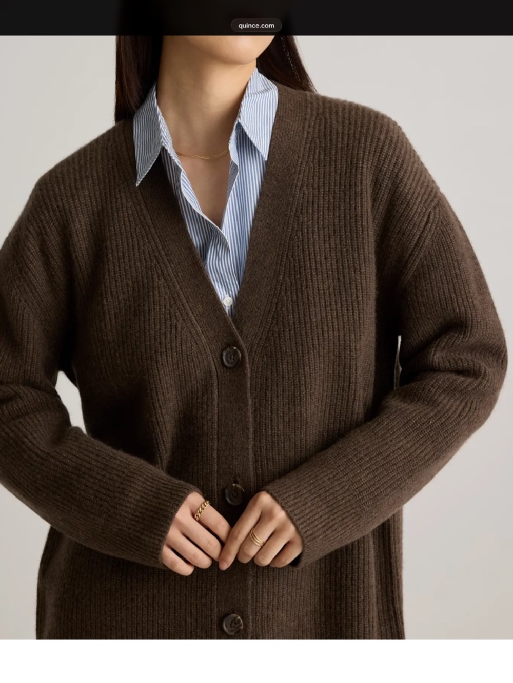 Quince Boyfriend Cardigan Sweater 100% Cashmere